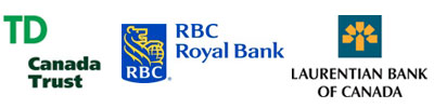 TD Canada Trust logo, RBC Royal Bank Logo, and Laurentian Bank of Canada Logo